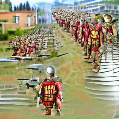 Roman Army Invasion of a Futuristic City