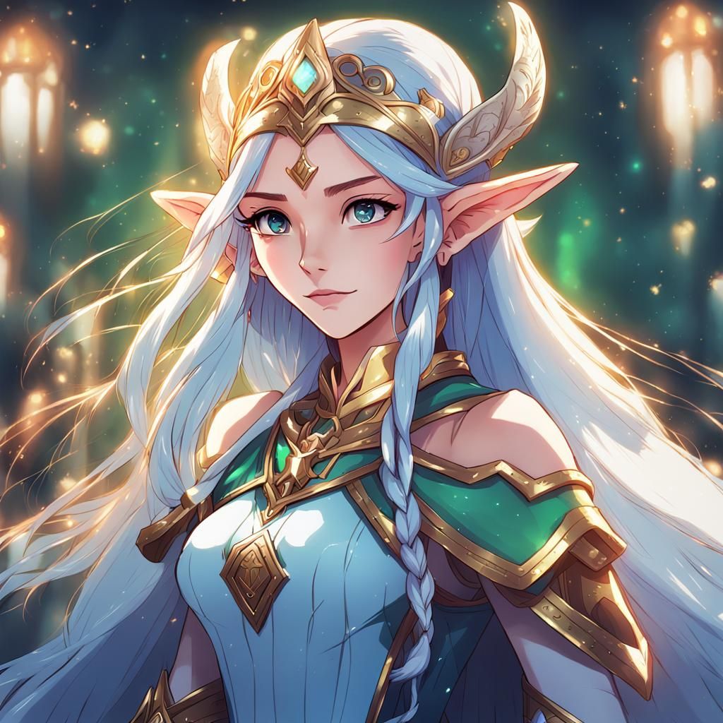 Beautiful Elf Princess in Manga Anime Style