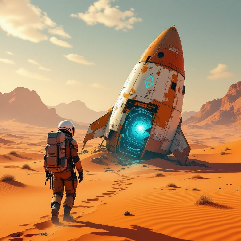 Lonely Explorer Finds Abandoned Rocket in Desert