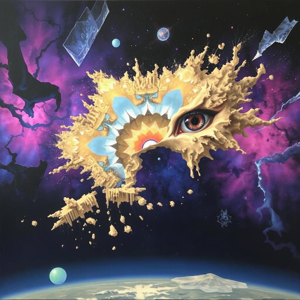 Surreal Geometric Pattern Dissolves into Cosmic Dust