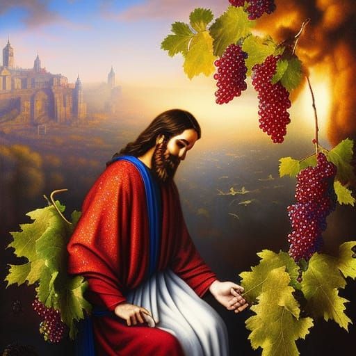 Jesus Making Wine: Surreal Photorealistic Art