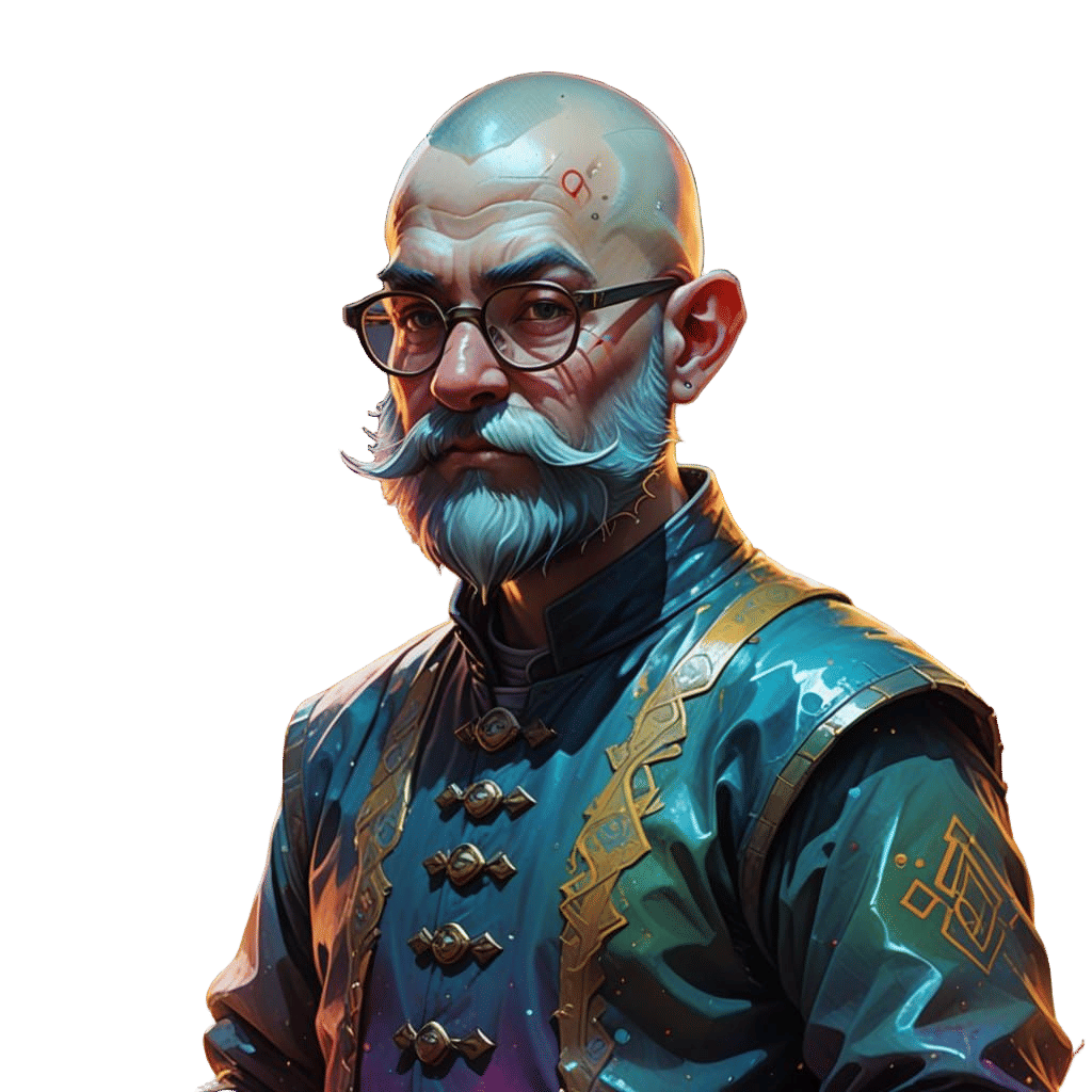 Vibrant Gnome Cleric in Abstract Fog