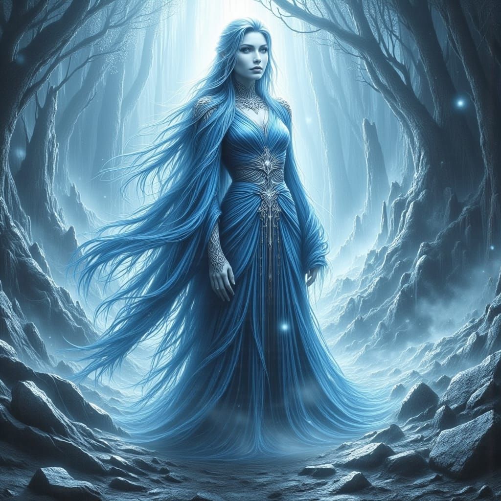 Eryndra, Elf Wind Prophet in Dark Fantasy Sketch