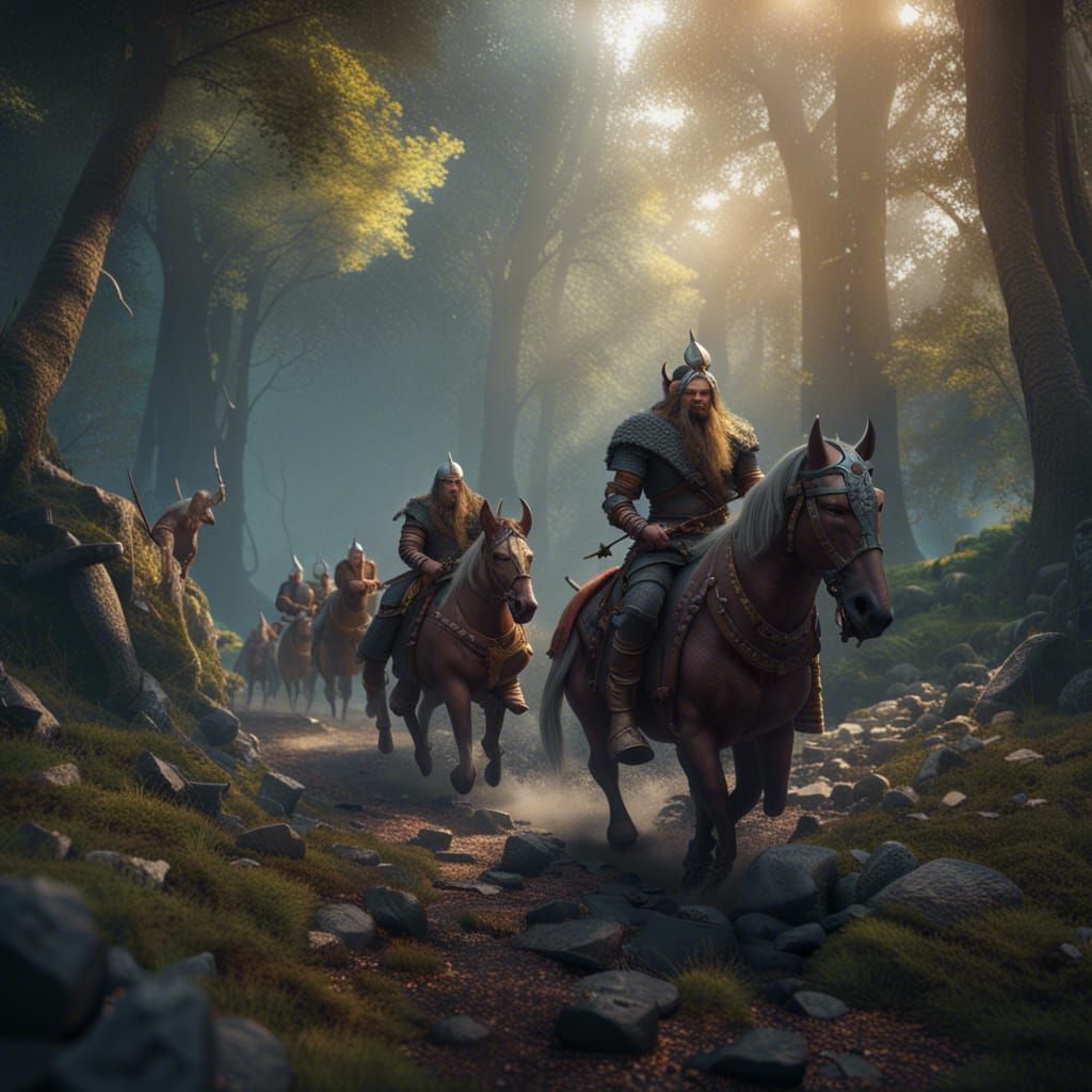 Vikings in Forest Landscape: Fantasy Concept Art