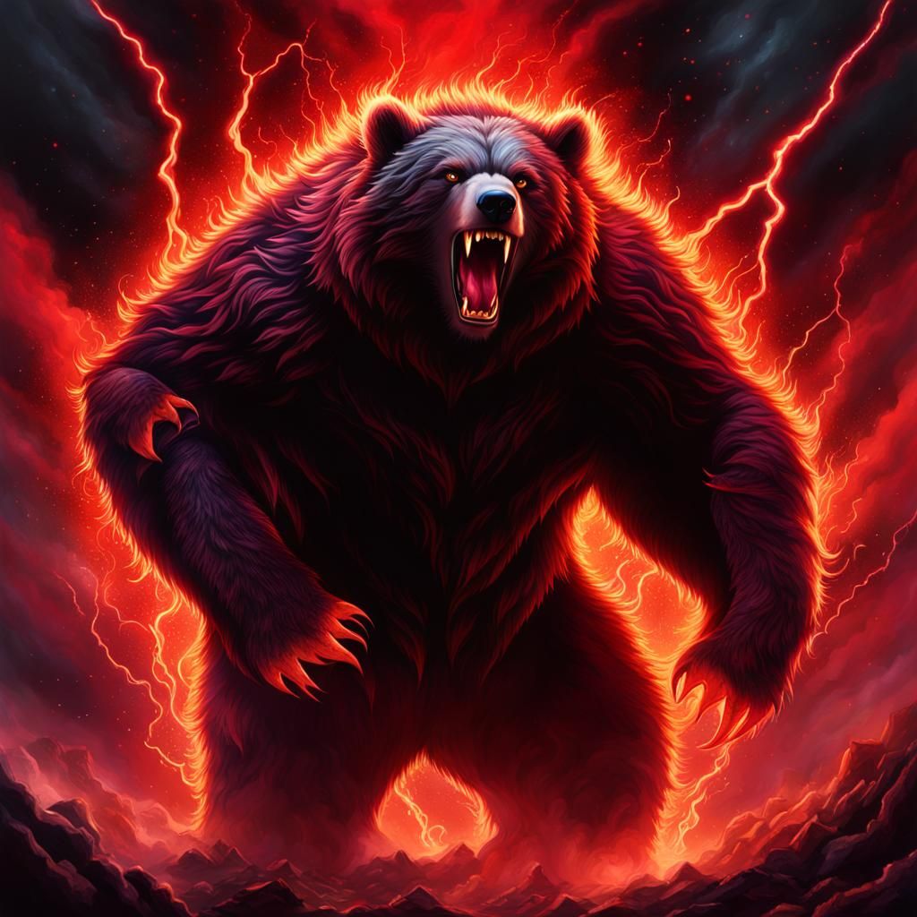 Mutated Grizzly Bear Zombie with Electric Lightning