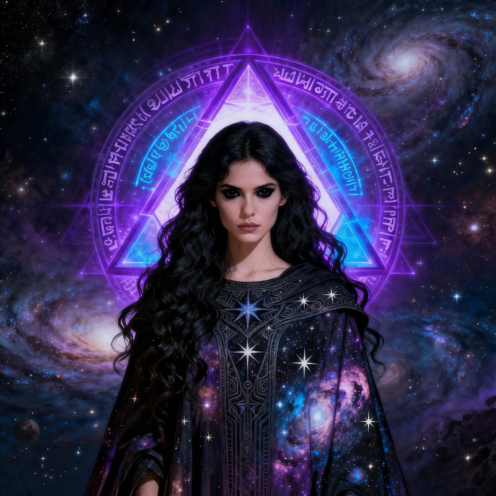 Cosmic Woman Before Glowing Portal