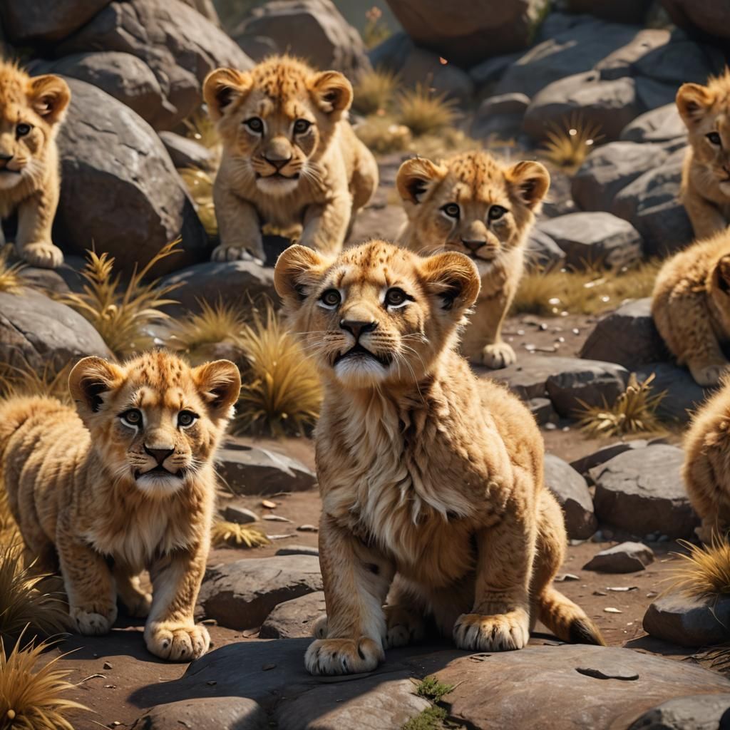 Adorable Lion Cub in Detailed Digital Painting