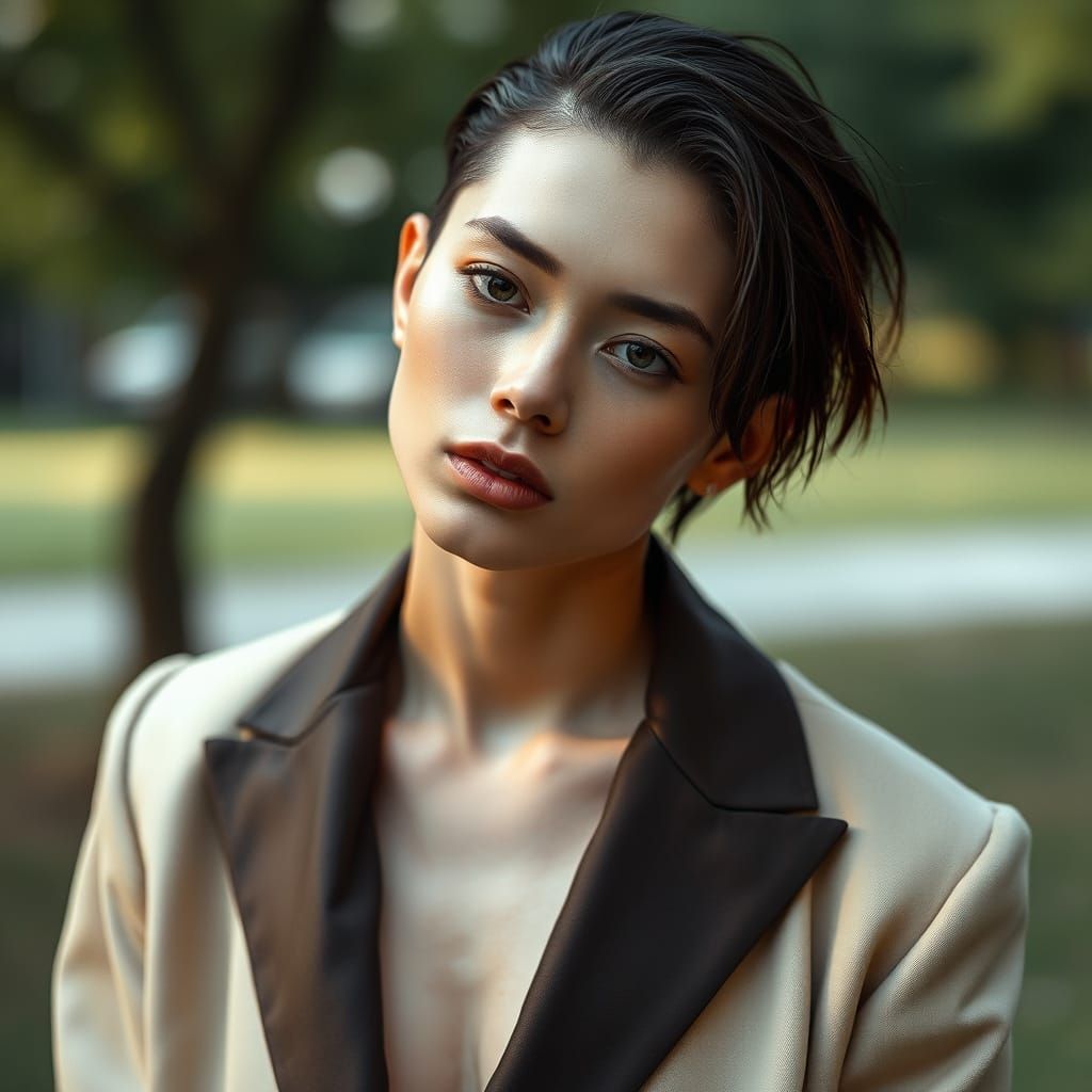 Elegant Androgynous Portrait in Natural Light