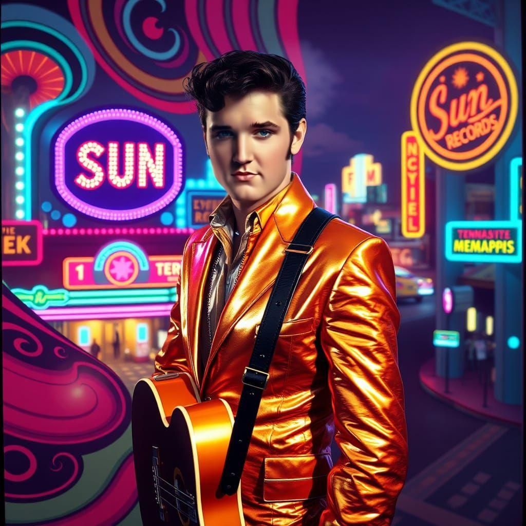 Young Elvis Presley, Matte Painting Portrait