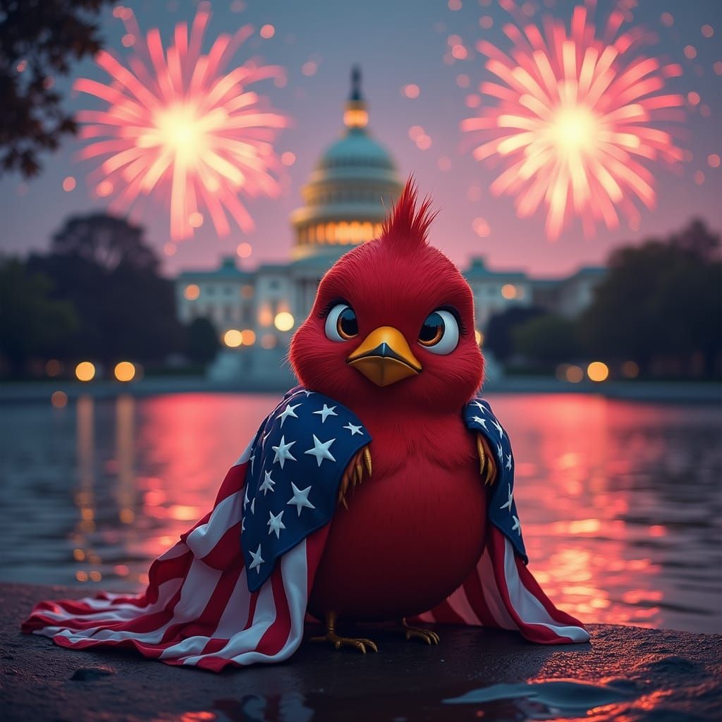 Patriotic Red Robin Celebrates July 4th in Comic Style