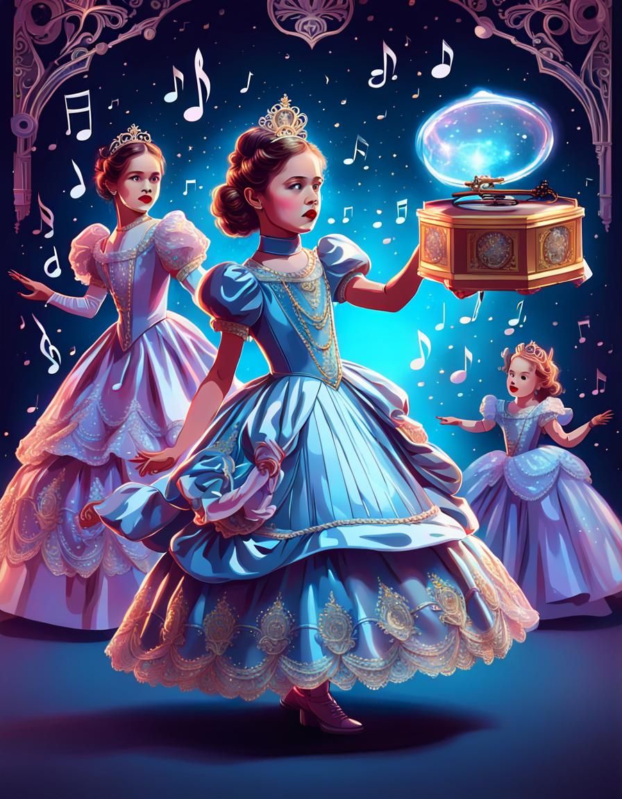 Retrofuturist Holographic Music Box Scene in 8K