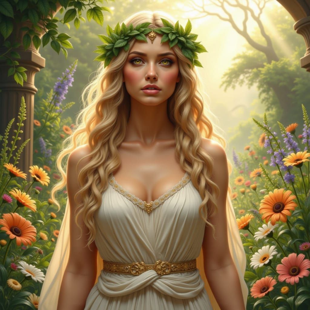 Goddess in Garden, Ancient Greece Style