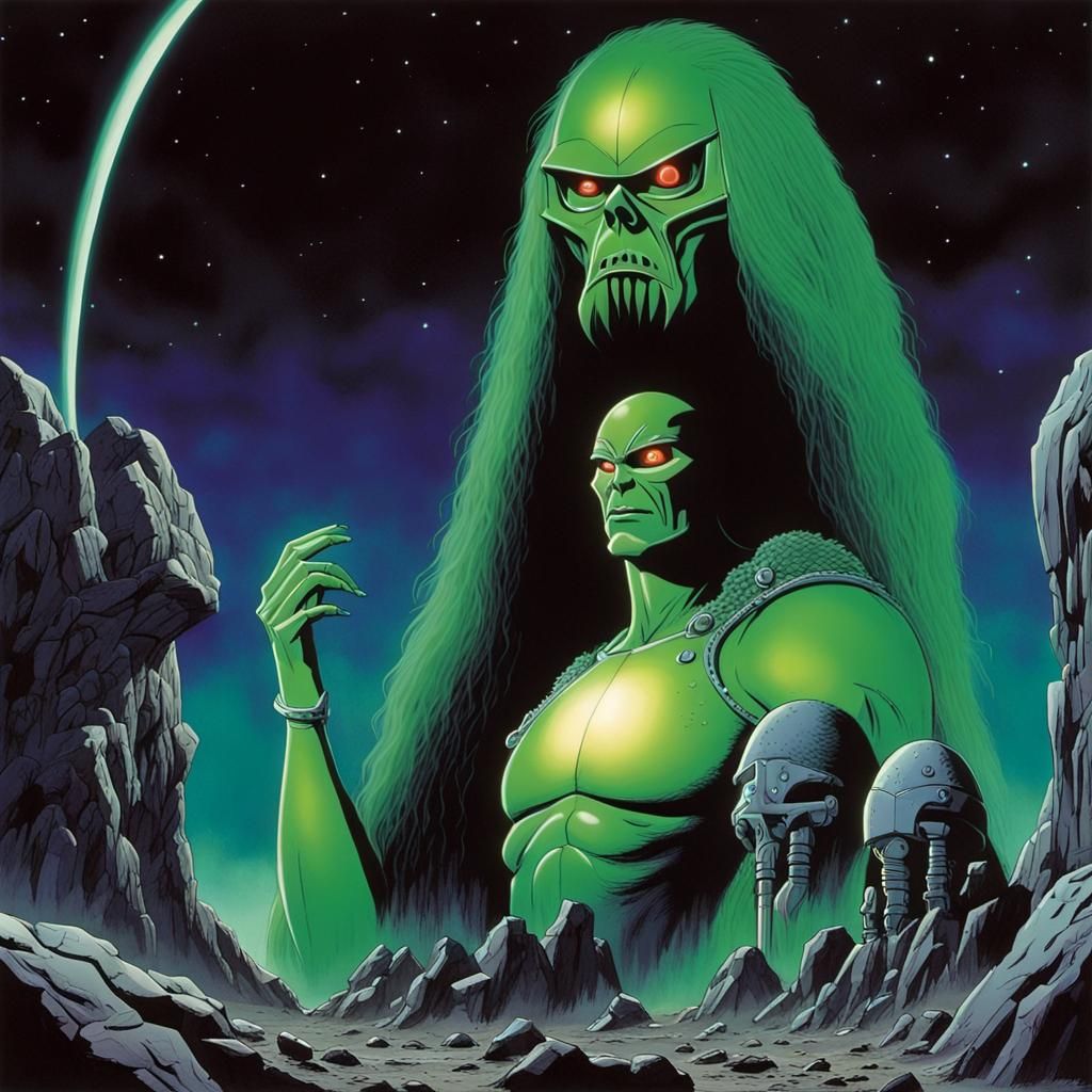 Glowing Green Orb in Dark Crystal Style