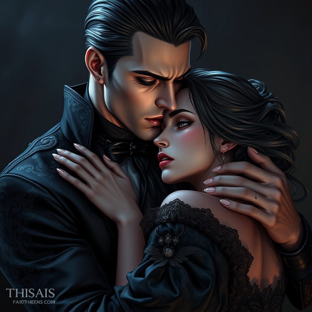 Villainous Embrace in Dark Fantasy Style