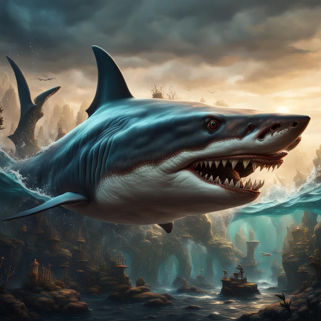 Megalodon Shark: Detailed Matte Painting in Unreal Engine