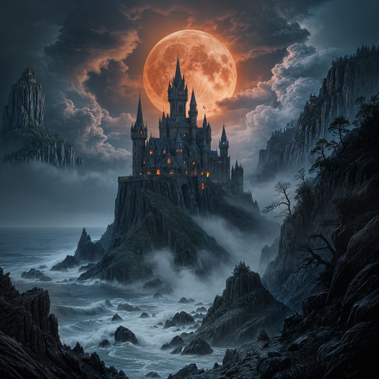 Gothic Vampire Castle on Jagged Mountain