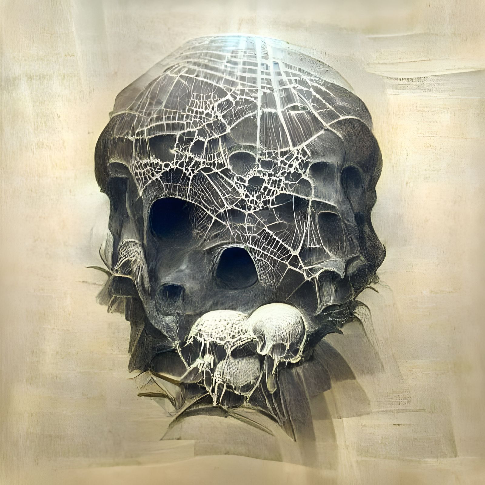 Skull of Spiderwebs in Doré Style