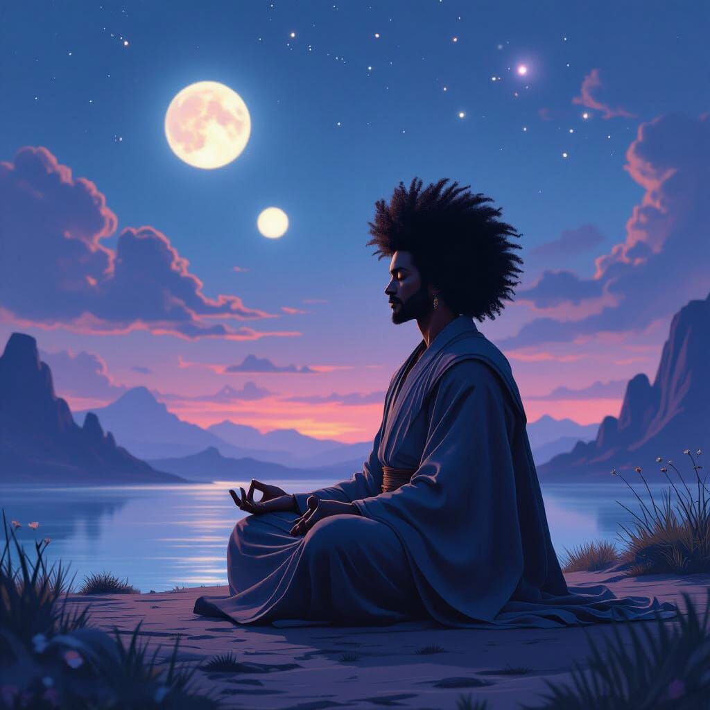 Jedi Master Meditating on Alien Planet