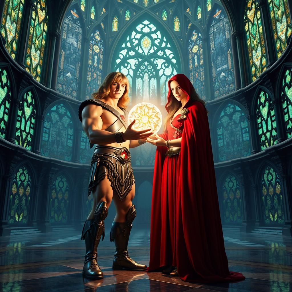 He-Man and Scarlet Witch in Stained Glass Castle