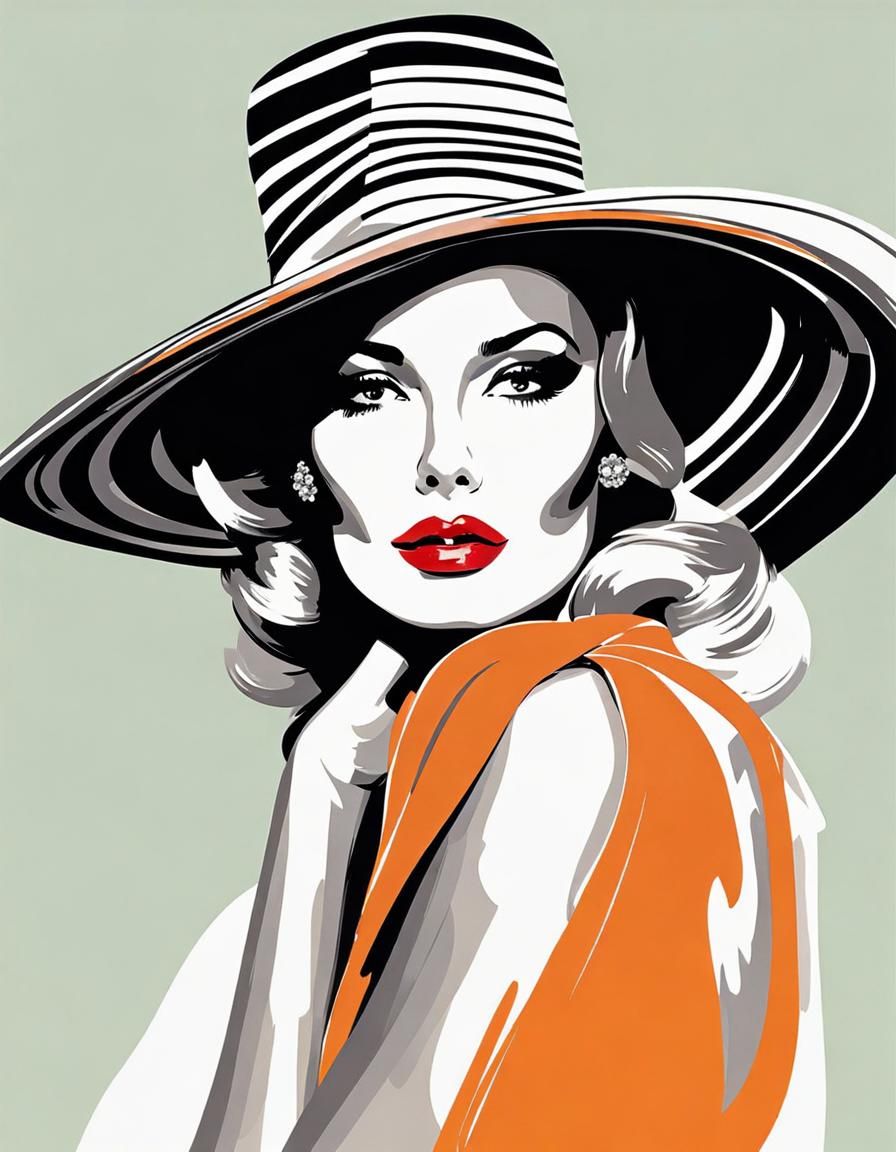 Glamorous One-Line Fashion Illustration in Pastel Colors