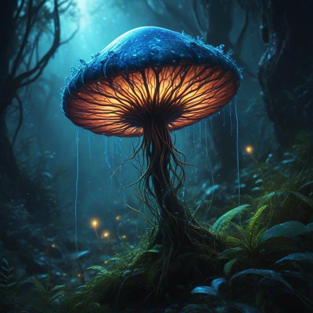 Alien Jungle Flora With Single Eye in Digital Painting Style