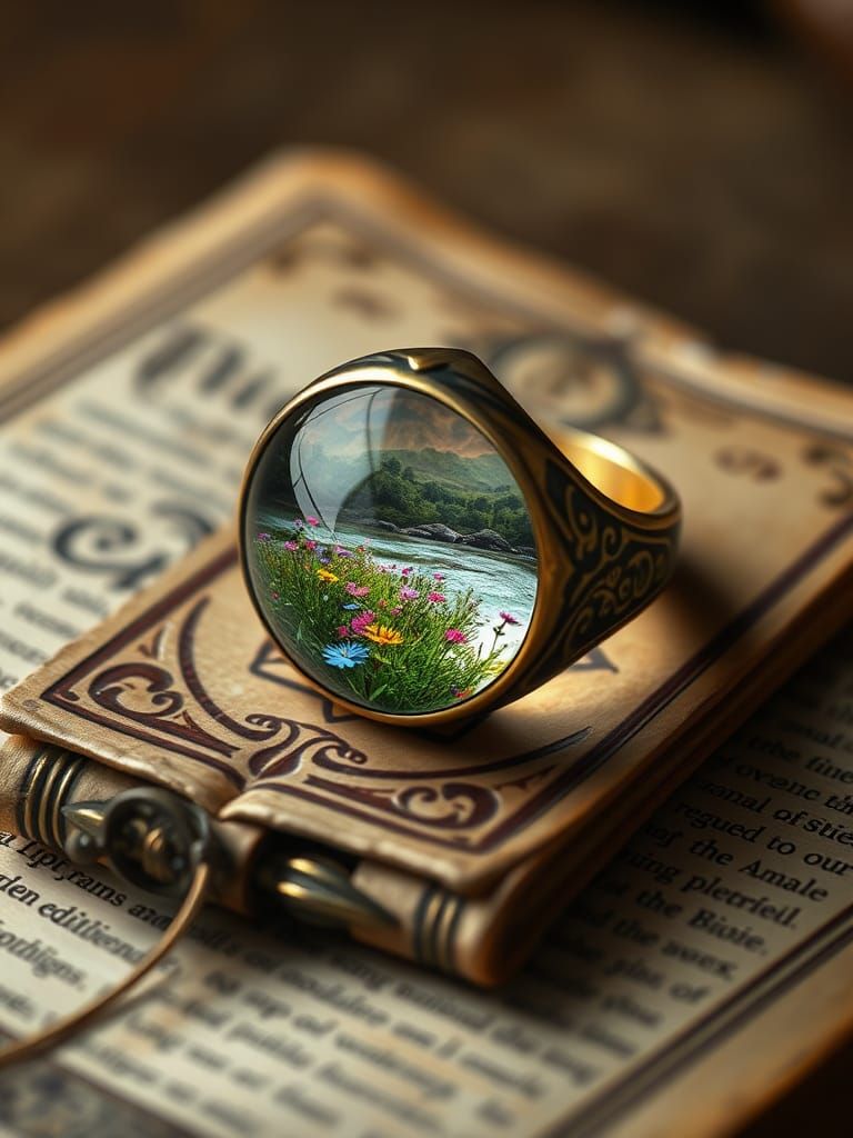 Elven Ring Hologram Depicts Rainbow Meadow