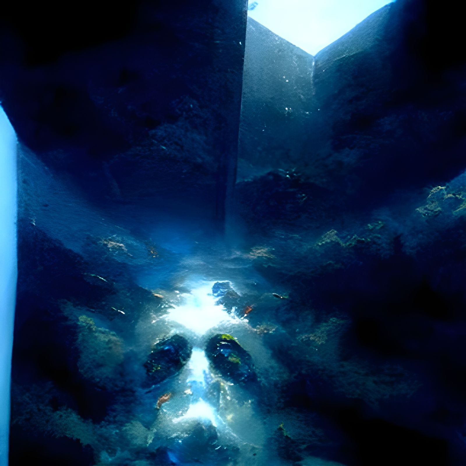 Sinister Glass Cube Floating in Cloudy Sky