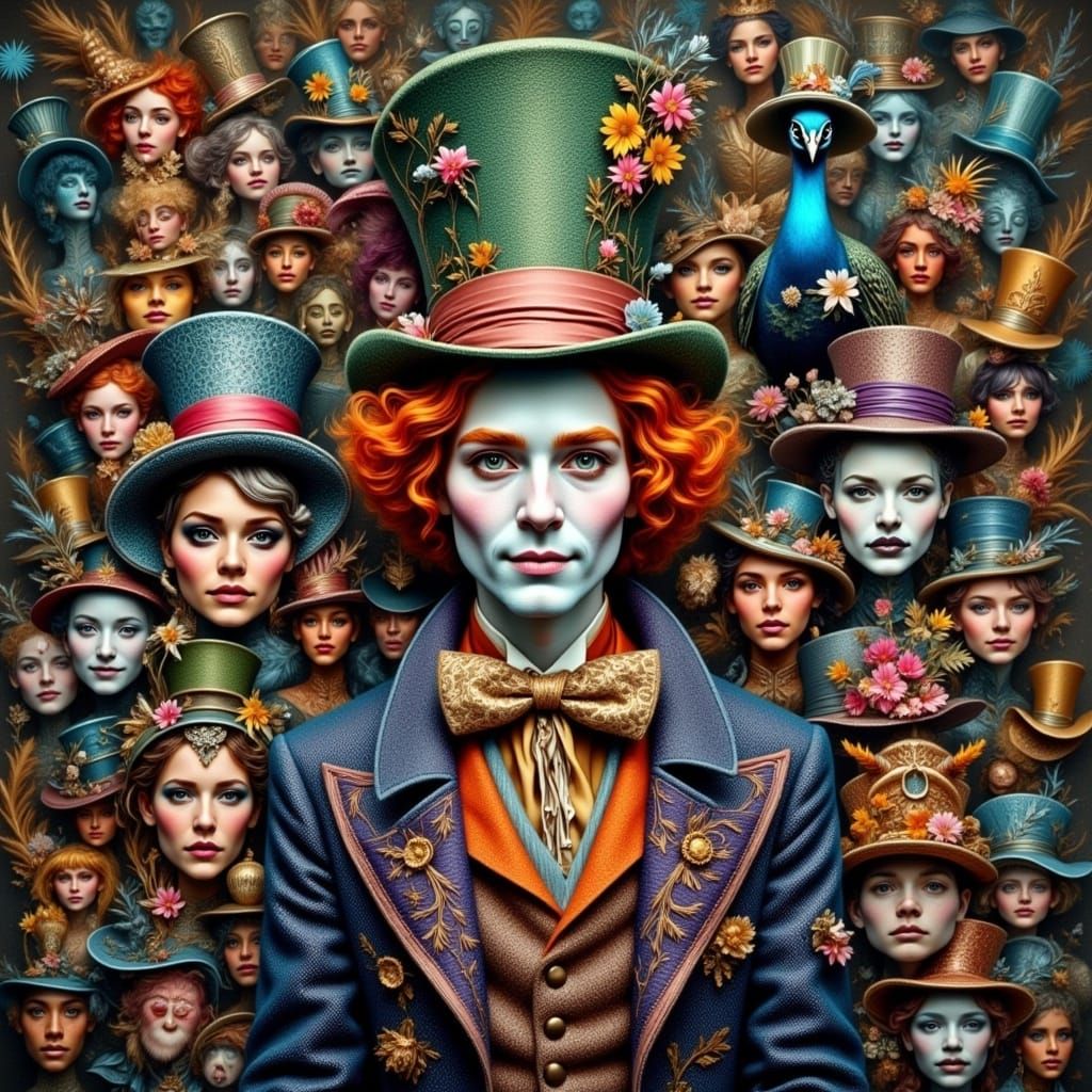 Mad Hatter Portrait in Pop Surrealist Style