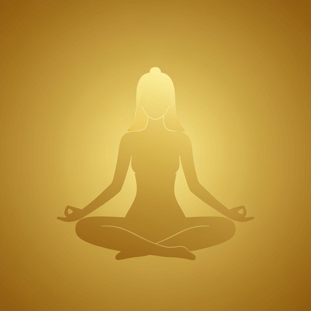 Minimalist Golden Woman in Lotus Pose for Harmony