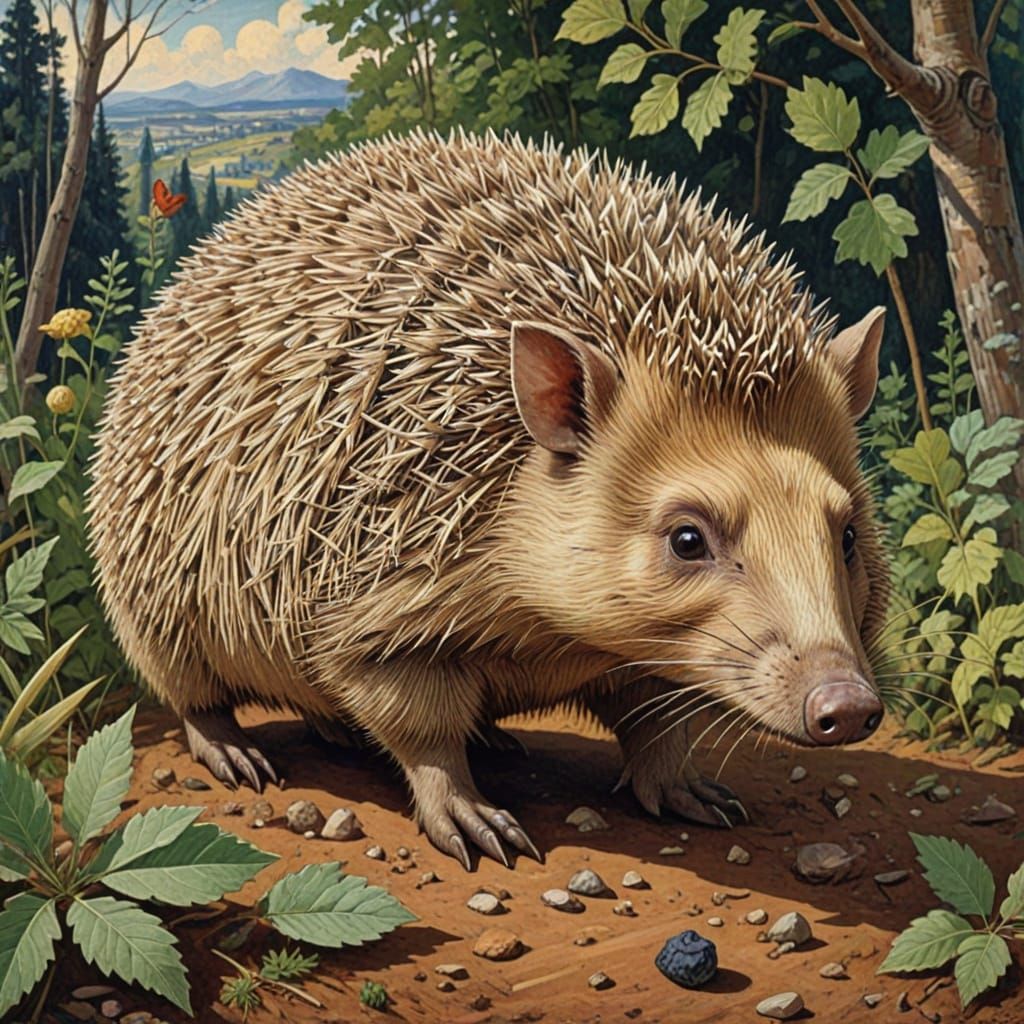 Hedgerabbihog in Style of da Messina and Lentulov