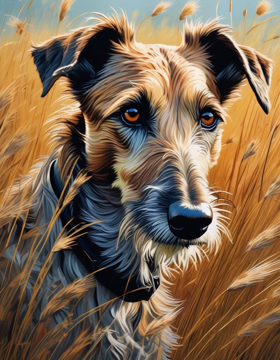 Detailed Lurcher Portrait in Hyperrealistic Style