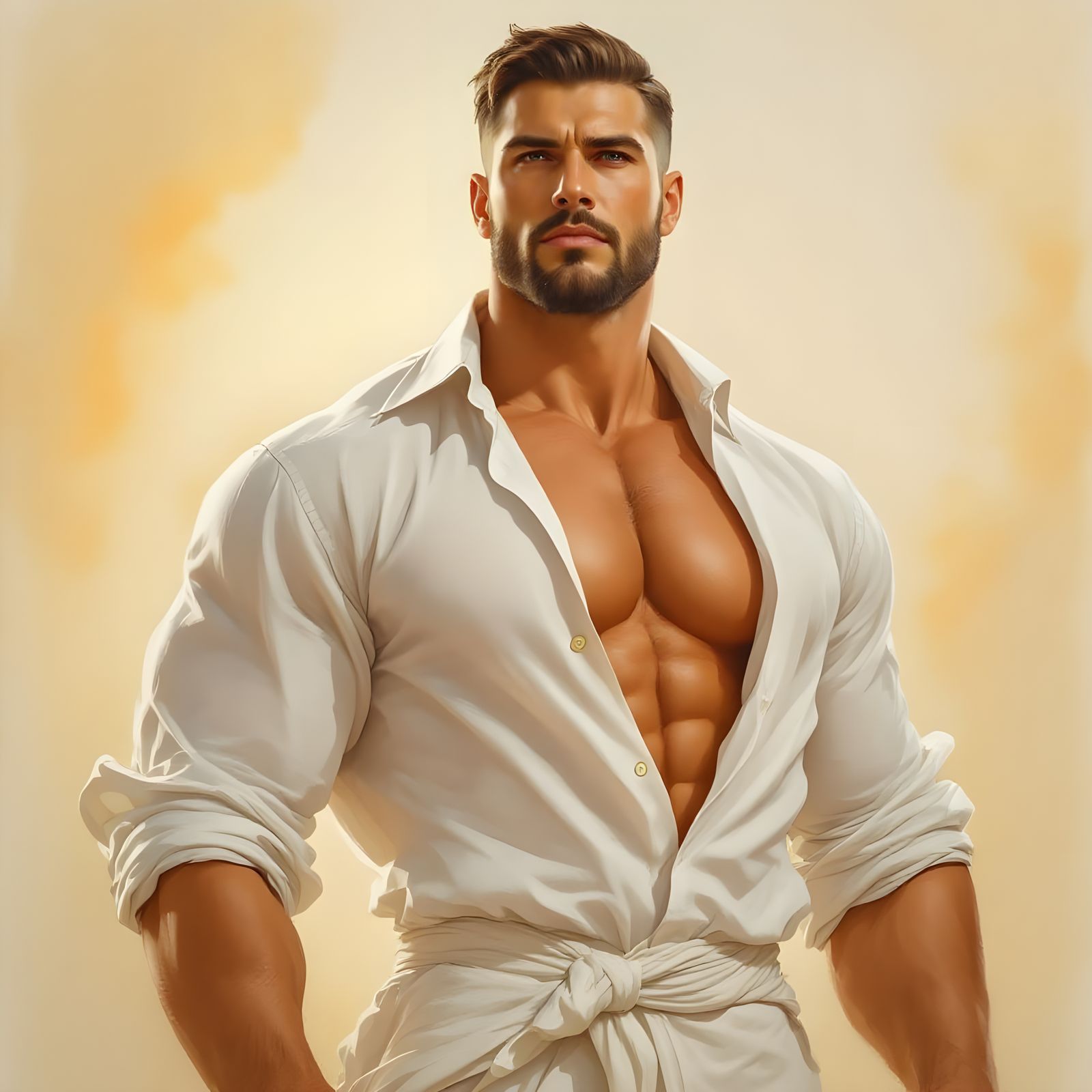 Handsome Watercolor Portrait of a Masculine Man