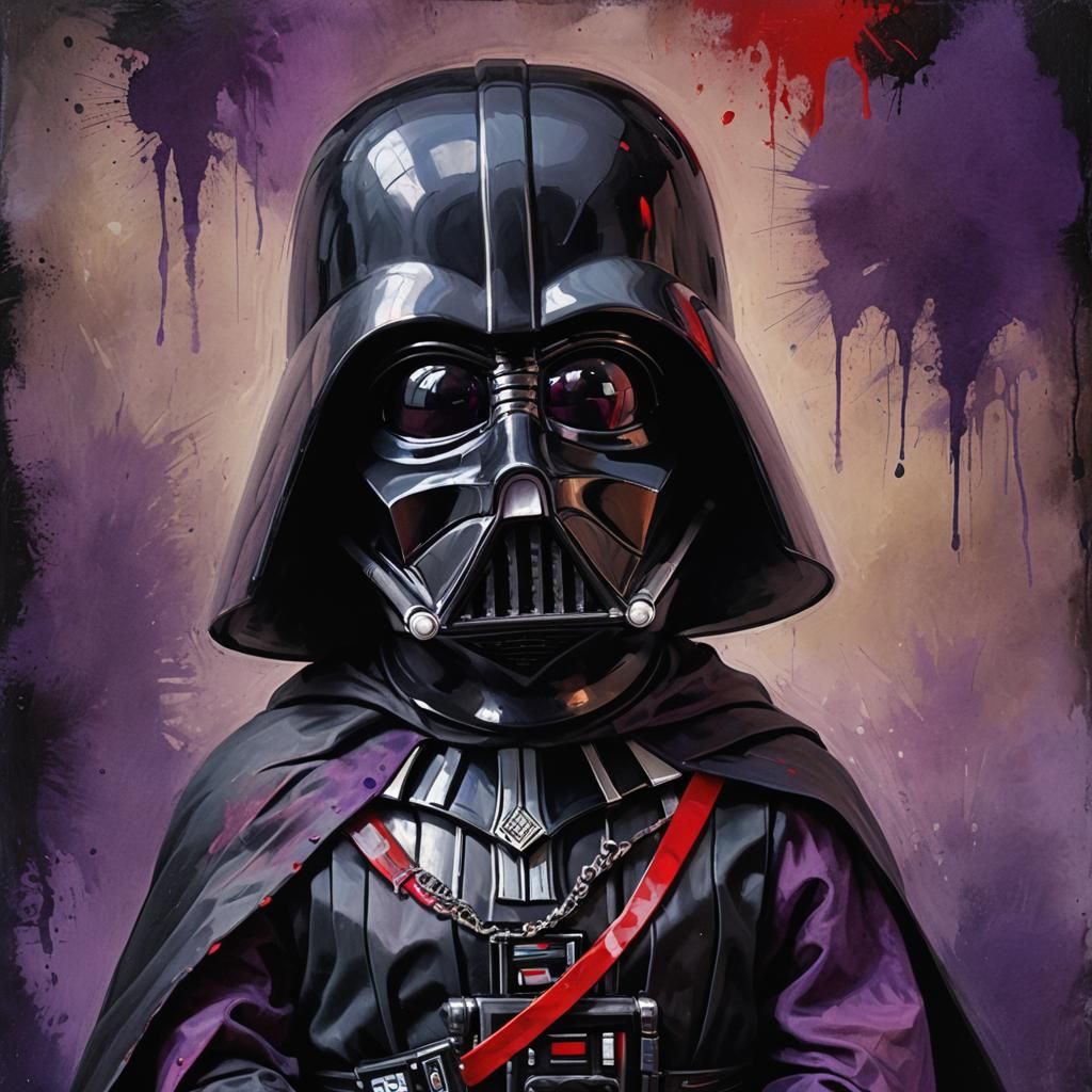 Whimsical Darth Vader Doll in Dark Fantasy Portrait