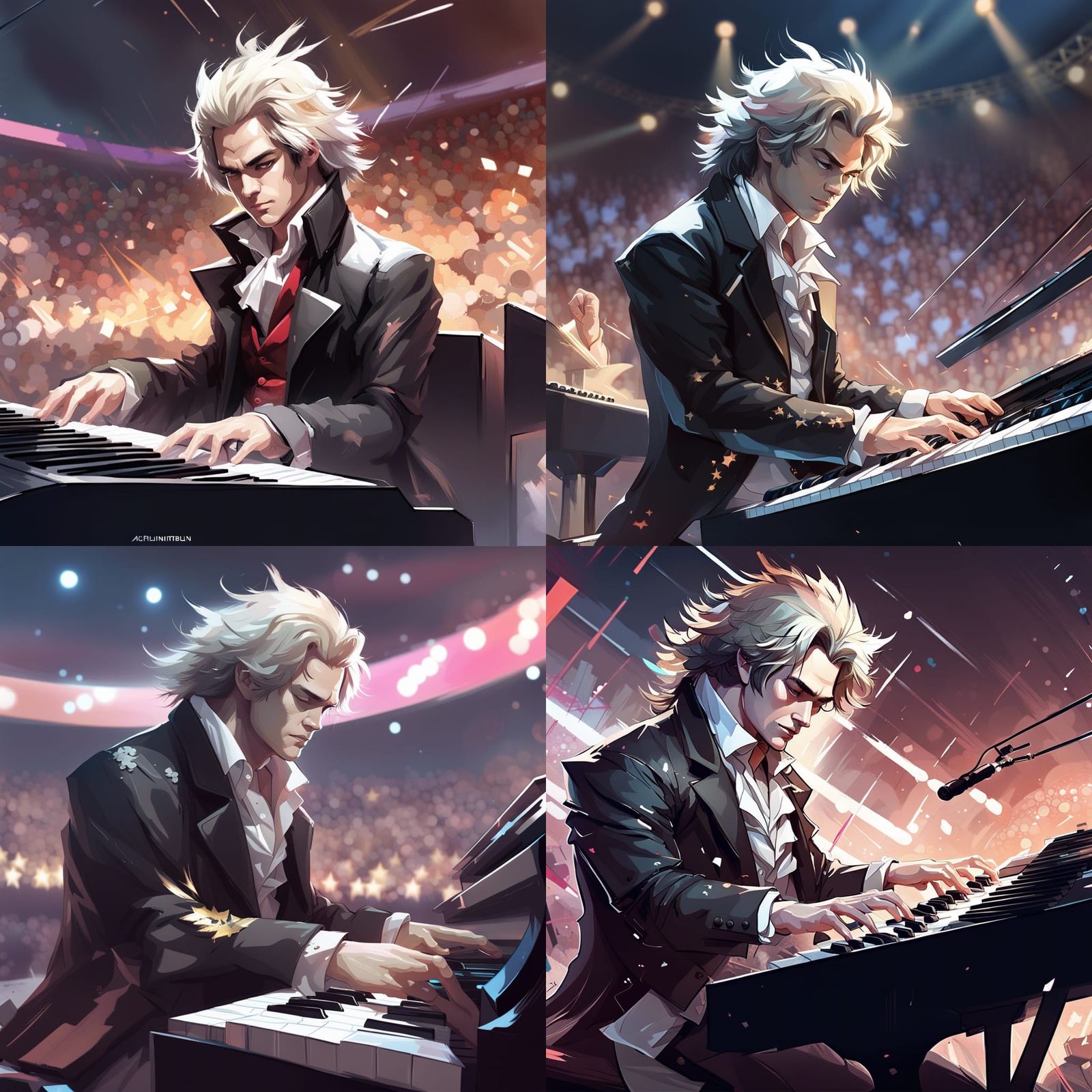 Rockstar Beethoven Concert: Manga Style Portrait