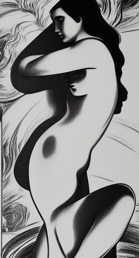 Nova Venus Illustration in Black and White, 1938 Style