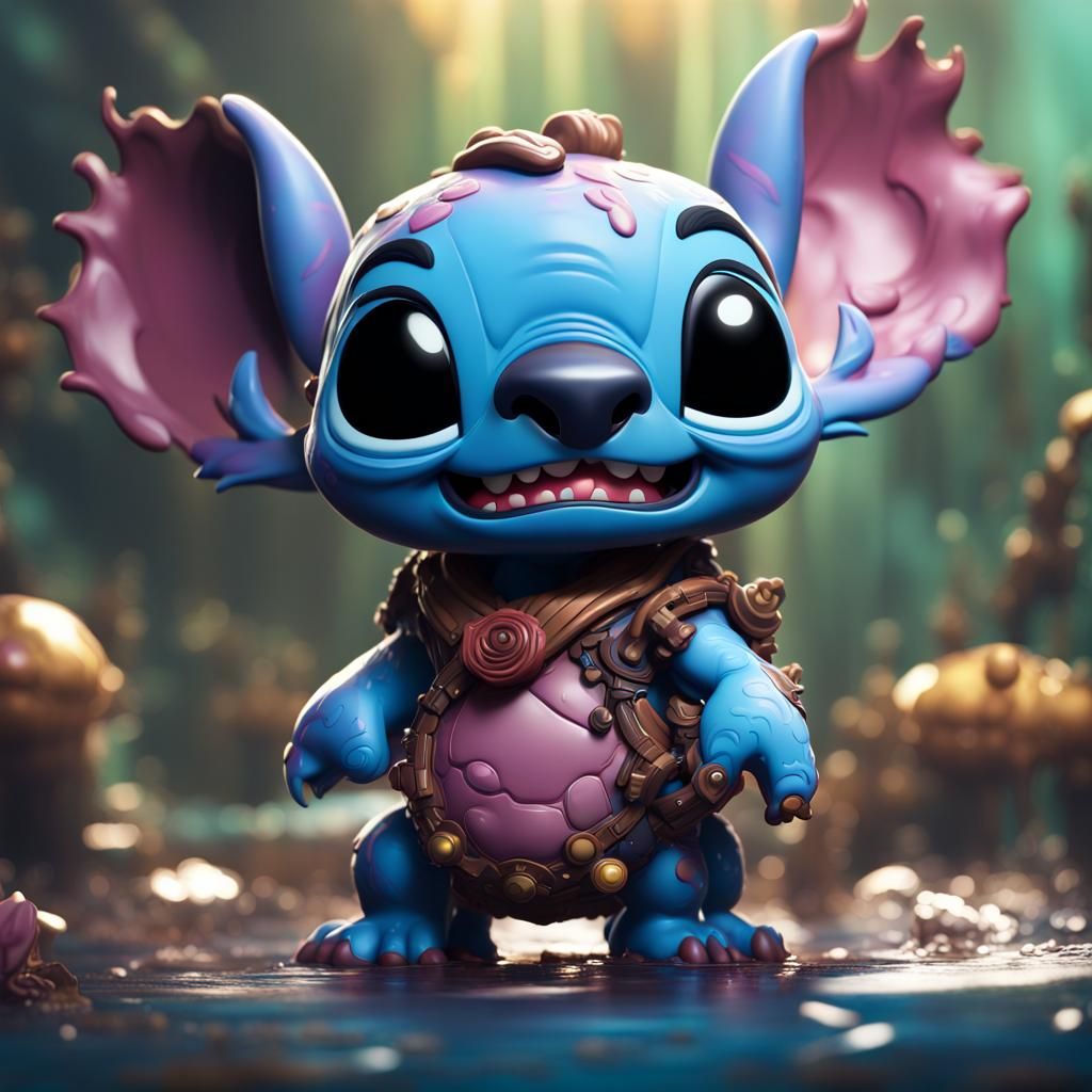 Funko Pop Stitch Splash Art in 8k