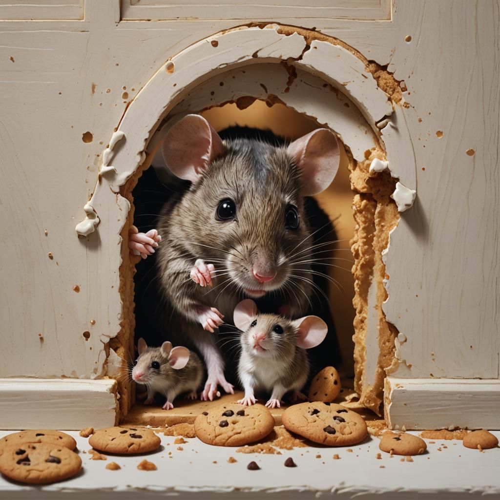 Cozy Mouse Family Scene in Kitchen