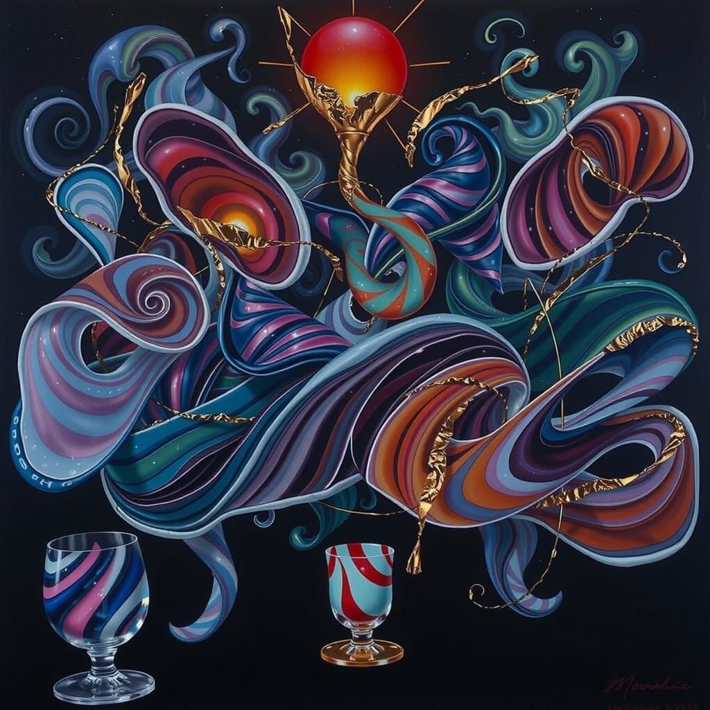 Abstract Swirling Gelato Colors with Bold Stripes