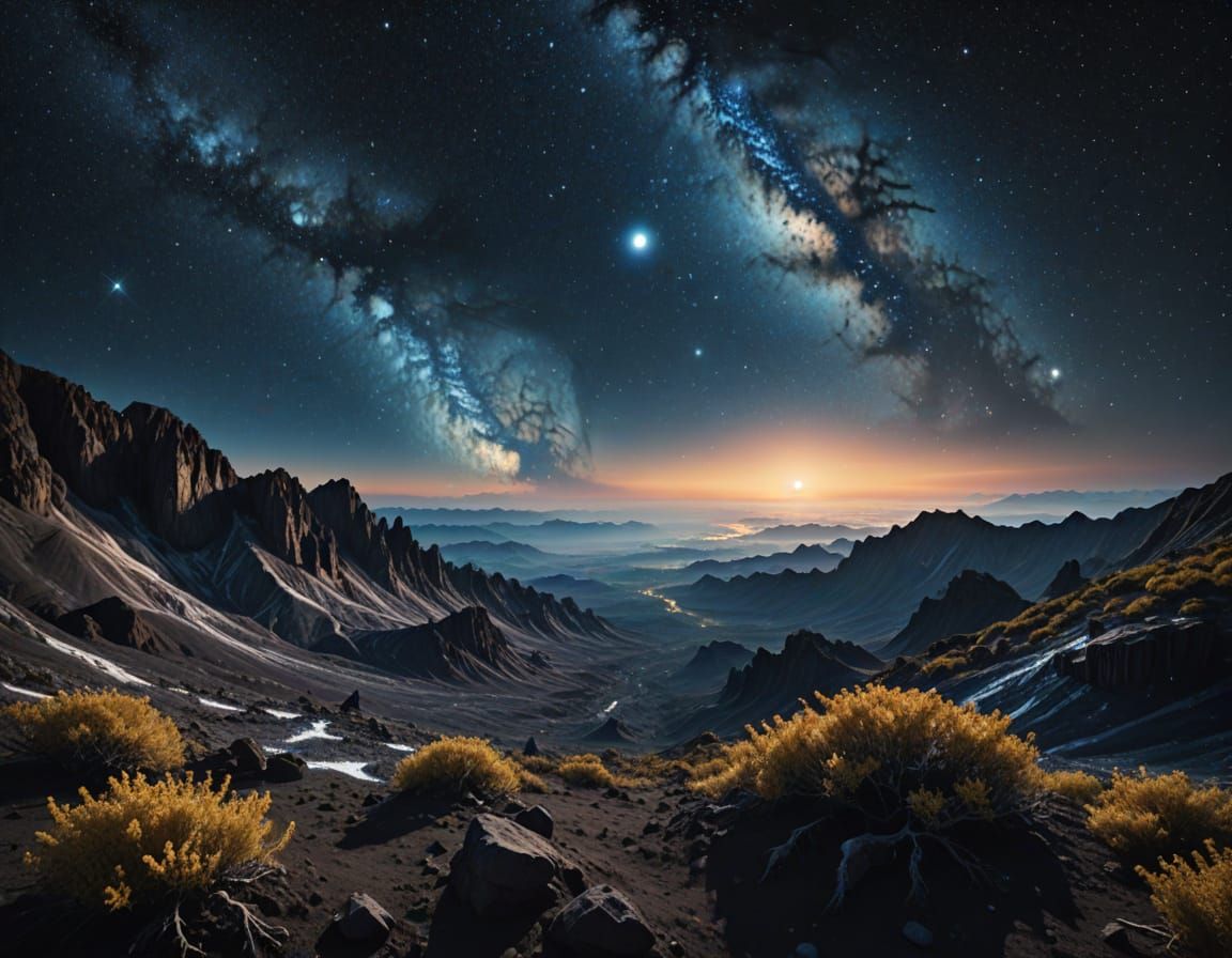 Cosmic Moon: Vibrant Alien World with Shimmering Forests and...