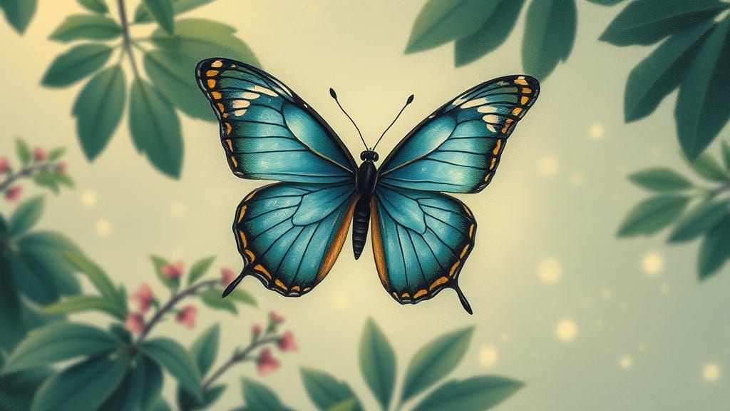 Enchanted Butterfly in Dreamlike Landscape