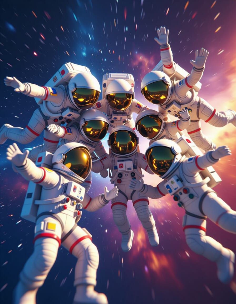 Astronauts Take Chaotic Zero Gravity Selfie in Cosmic Style