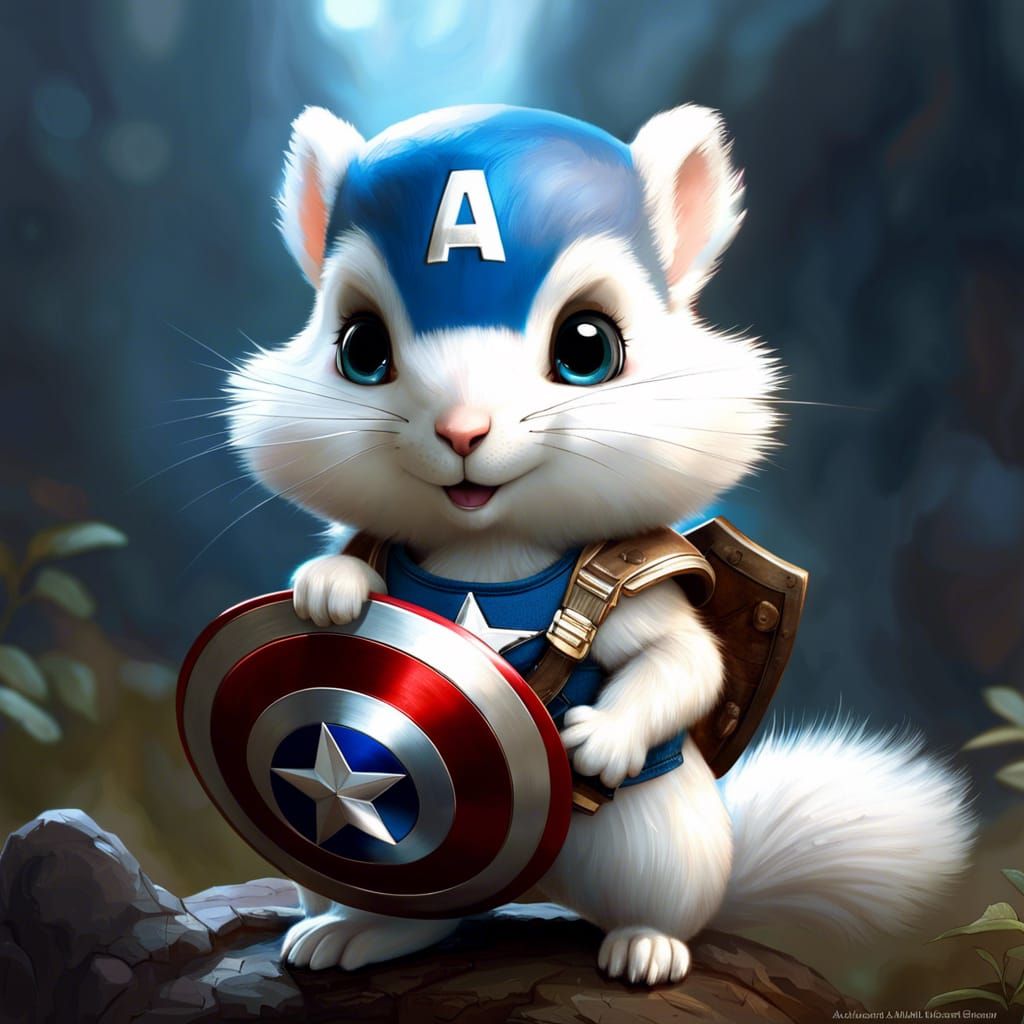 Chibi Squirrel Captain America Shield, 3D Render
