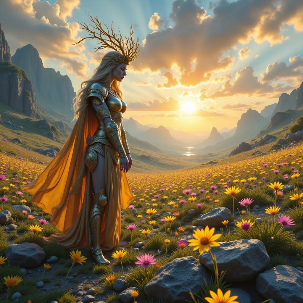 Freyja in Fólkvangr: Mystical Landscape Art