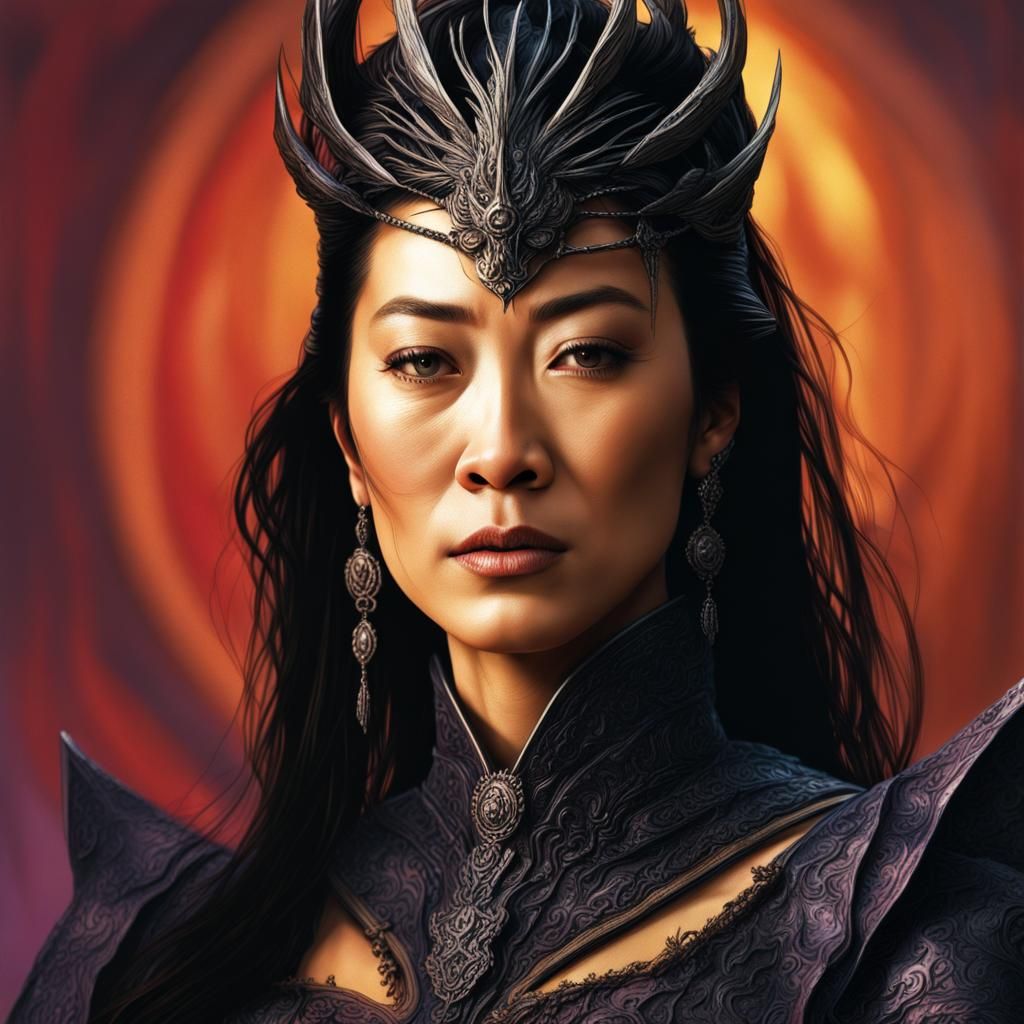 Michelle Yeoh as Dark Witch Queen: Hyperrealistic Art