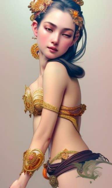 Elegant Javanese Princess Portrait in Digital Art Style