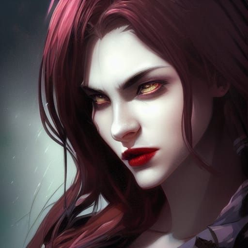 Vampire Kiss Portrait in Art Nouveau Style