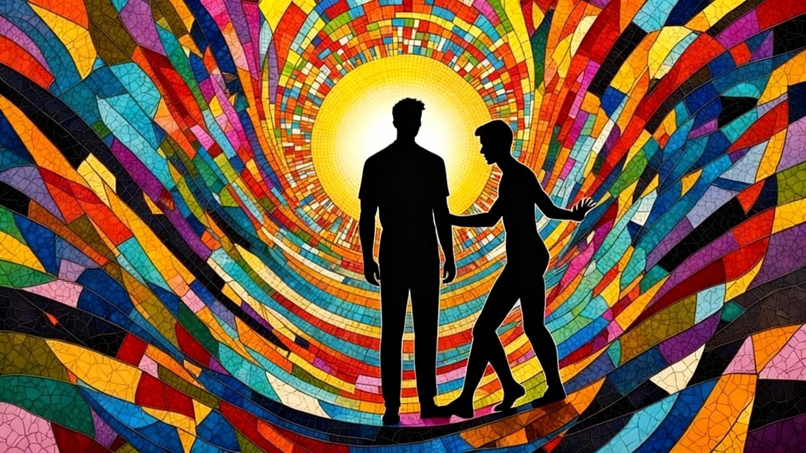 Psychedelic Mosaic of Dancing Lovers