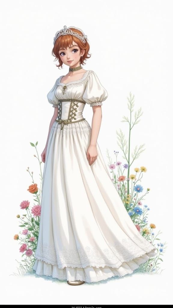 Elegant Victorian Lady in Whimsical Dreamlike Garden