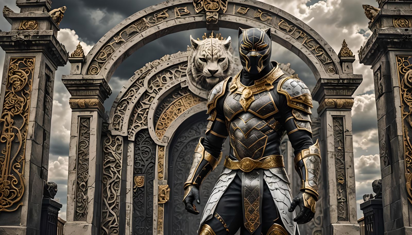 Armored Black Panther Feline Warrior Guarding Hell