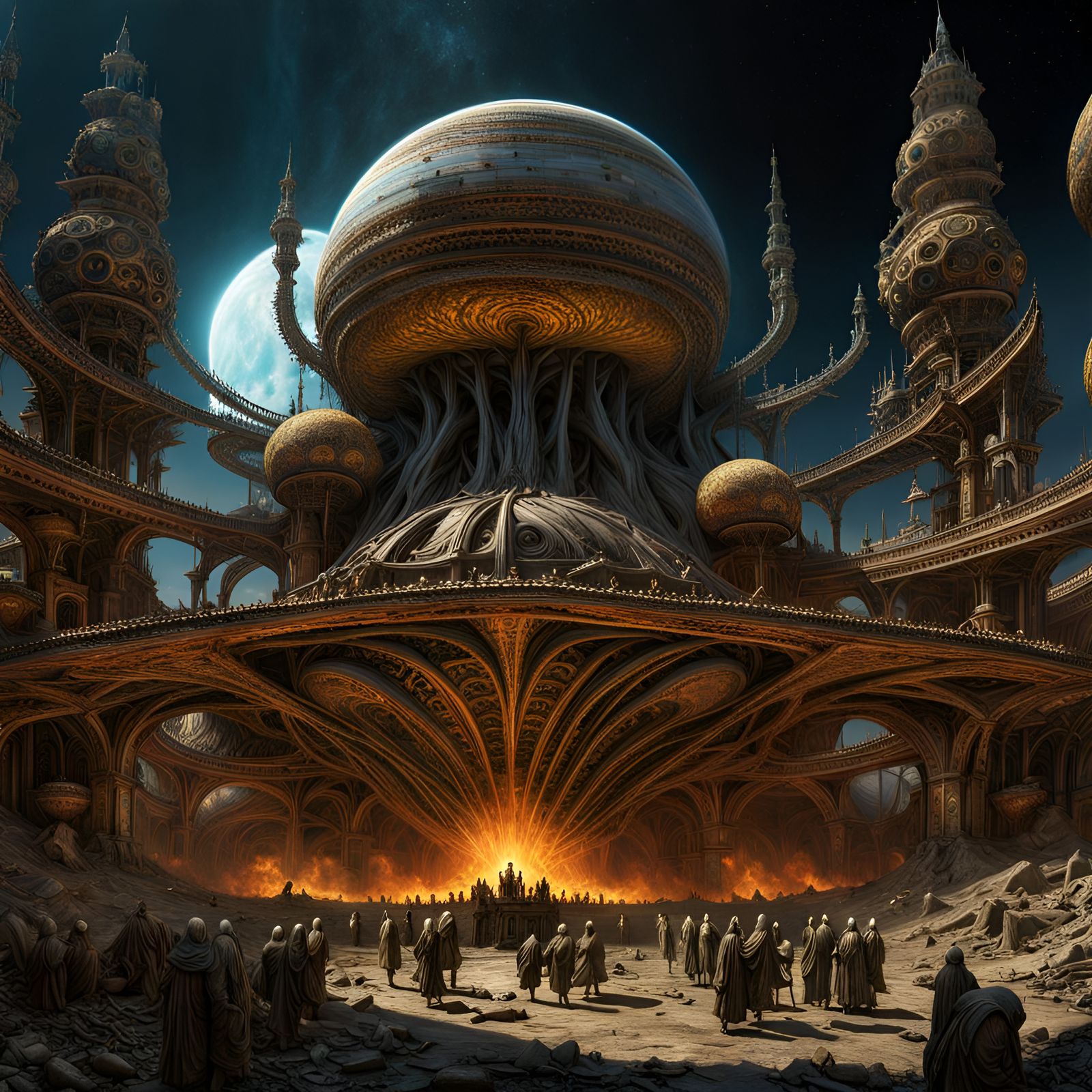 Gigantic Ruined Golems on Distant Planetoid in Psychedelic A...